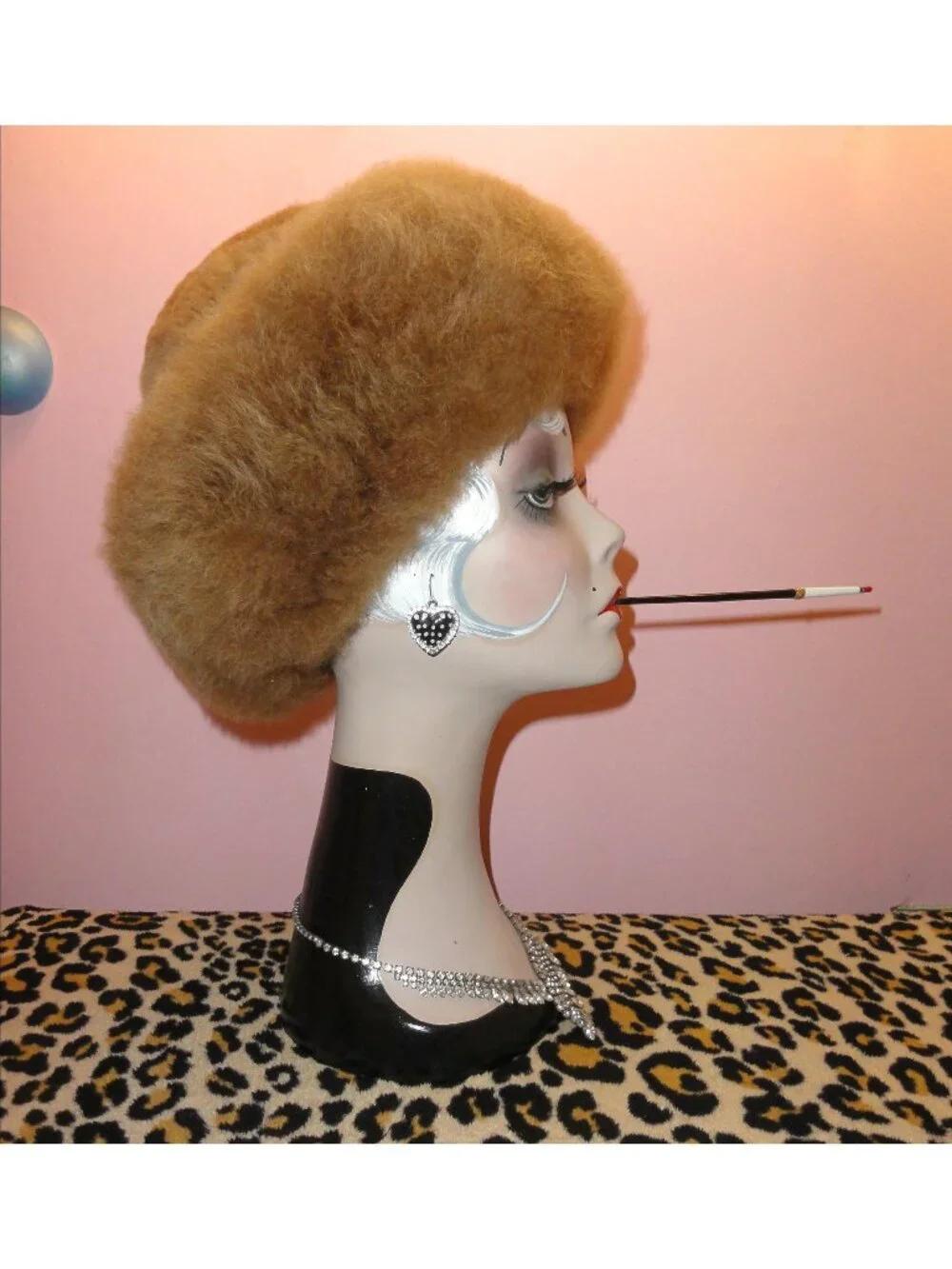Vintage Peruvian Brown Real Alpaca Fur Cossack Hat winter - Picture 2 of 9